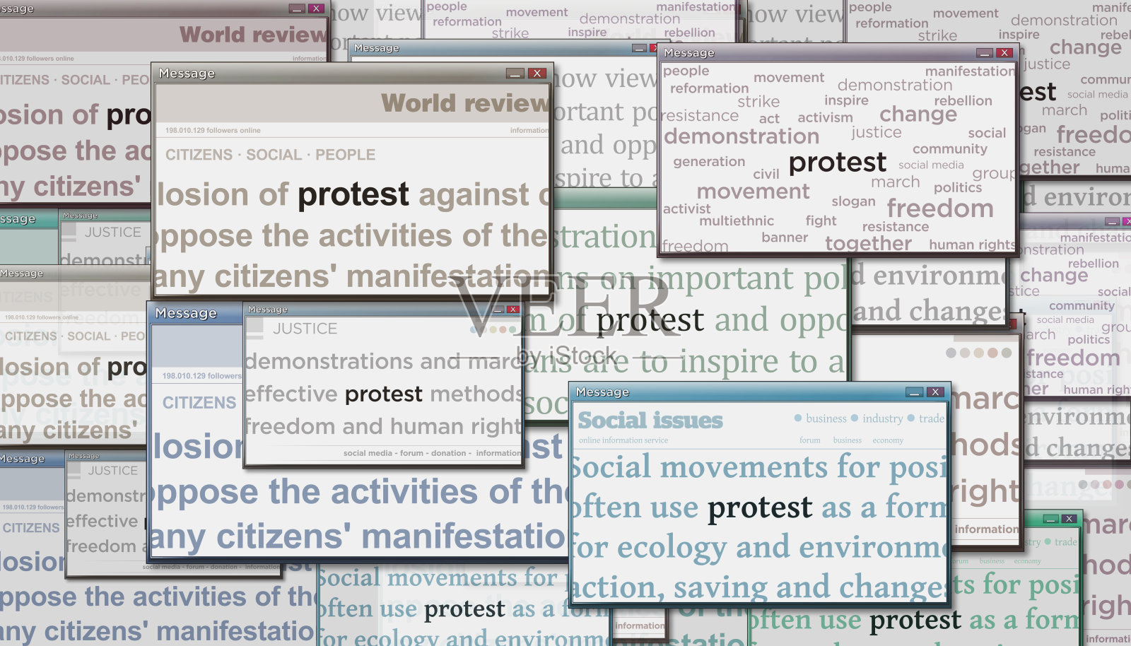 抗议和罢工媒体头条标题3D图照片摄影图片