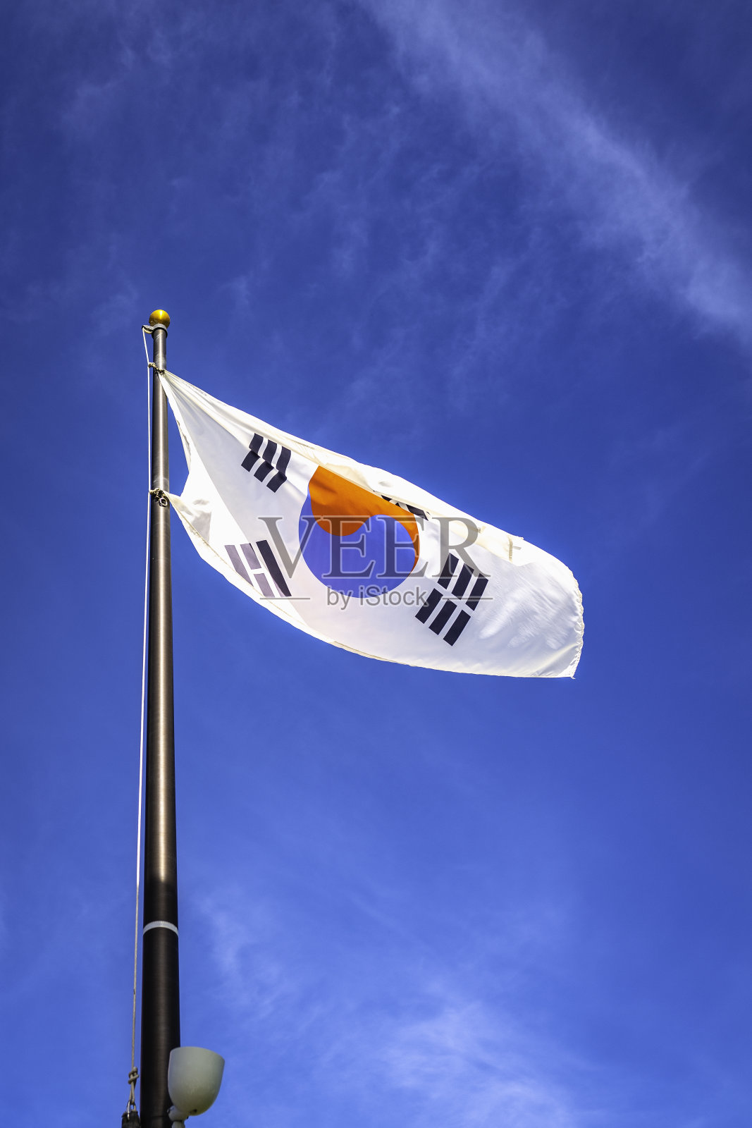 飘扬的韩国国旗照片摄影图片