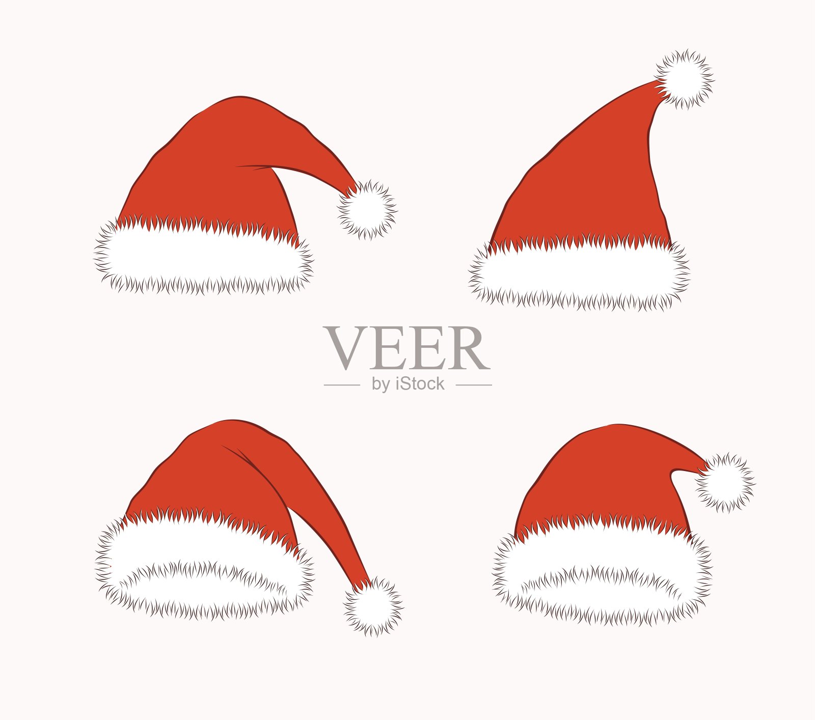 圣诞红帽套装。矢量插图。插画图片素材