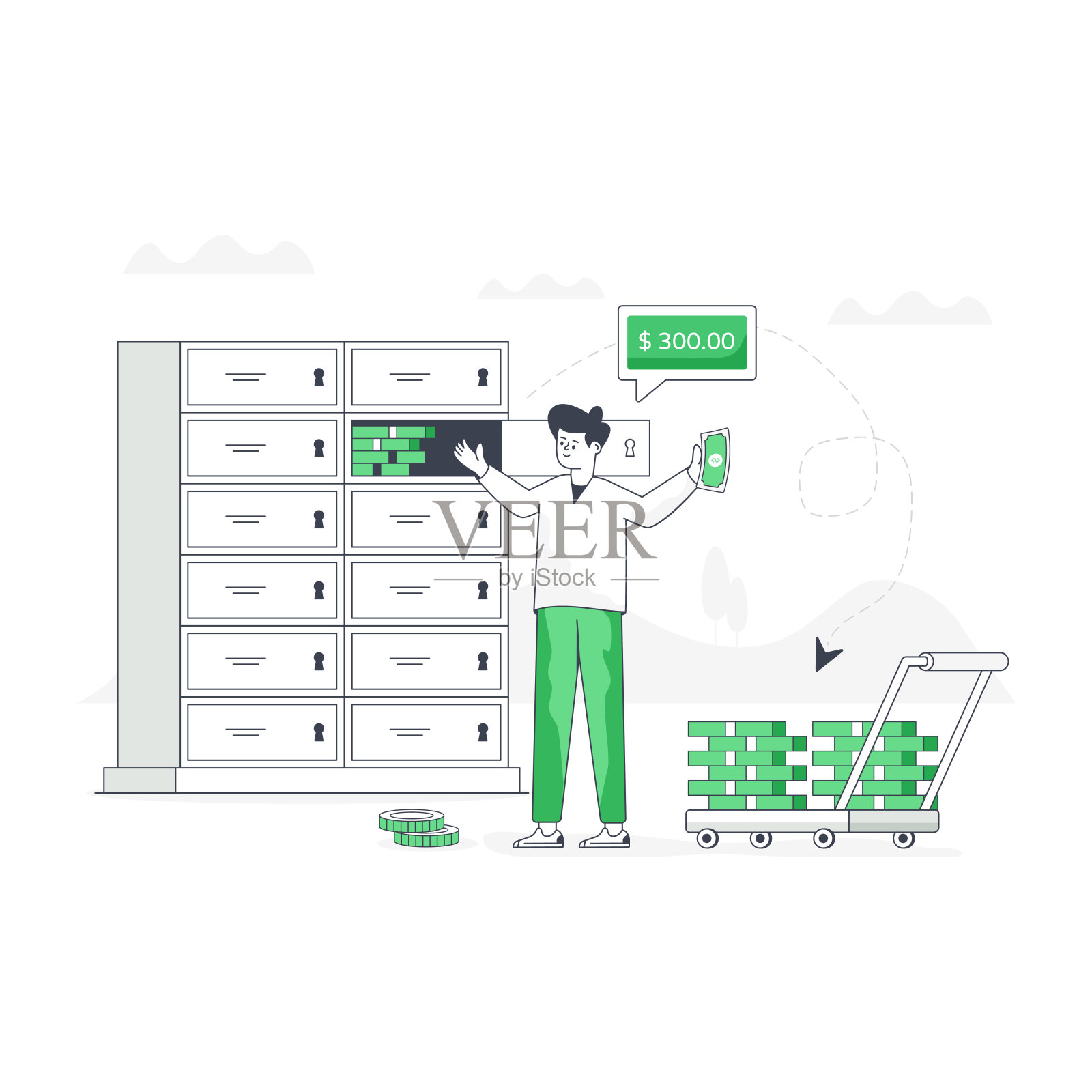 新潮的平向量保险箱插画图片素材