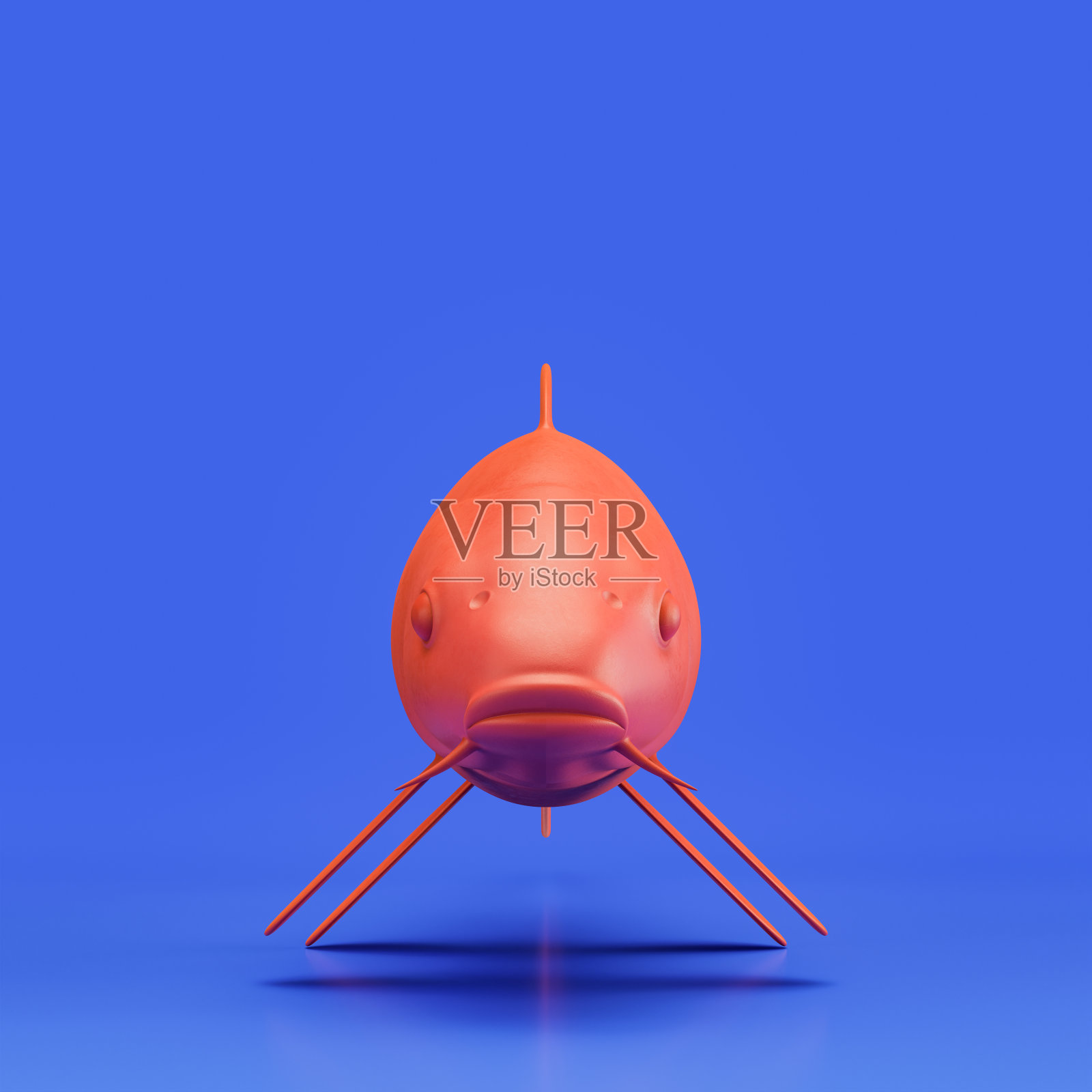 锦鲤鱼单色单色动物玩具制成的红色塑料，单动物从正面看，动物，3d渲染照片摄影图片