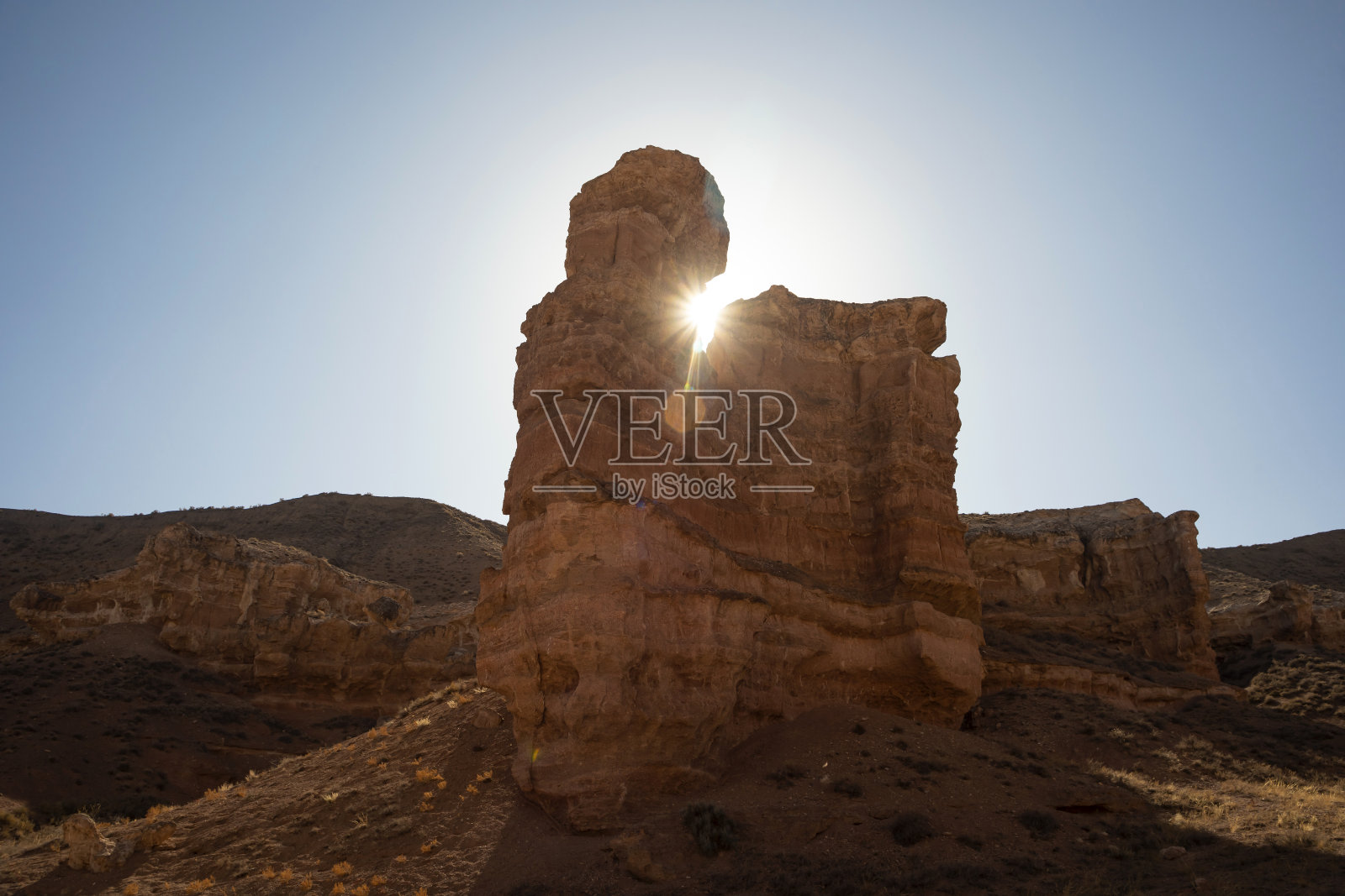 哈萨克斯坦的Charyn峡谷。照片摄影图片