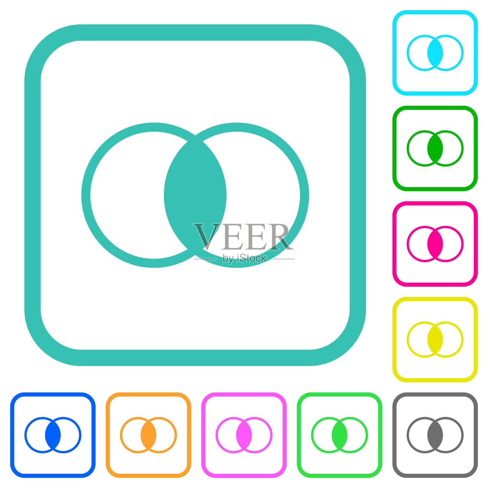 重叠的元素生动的彩色平面图标图标素材