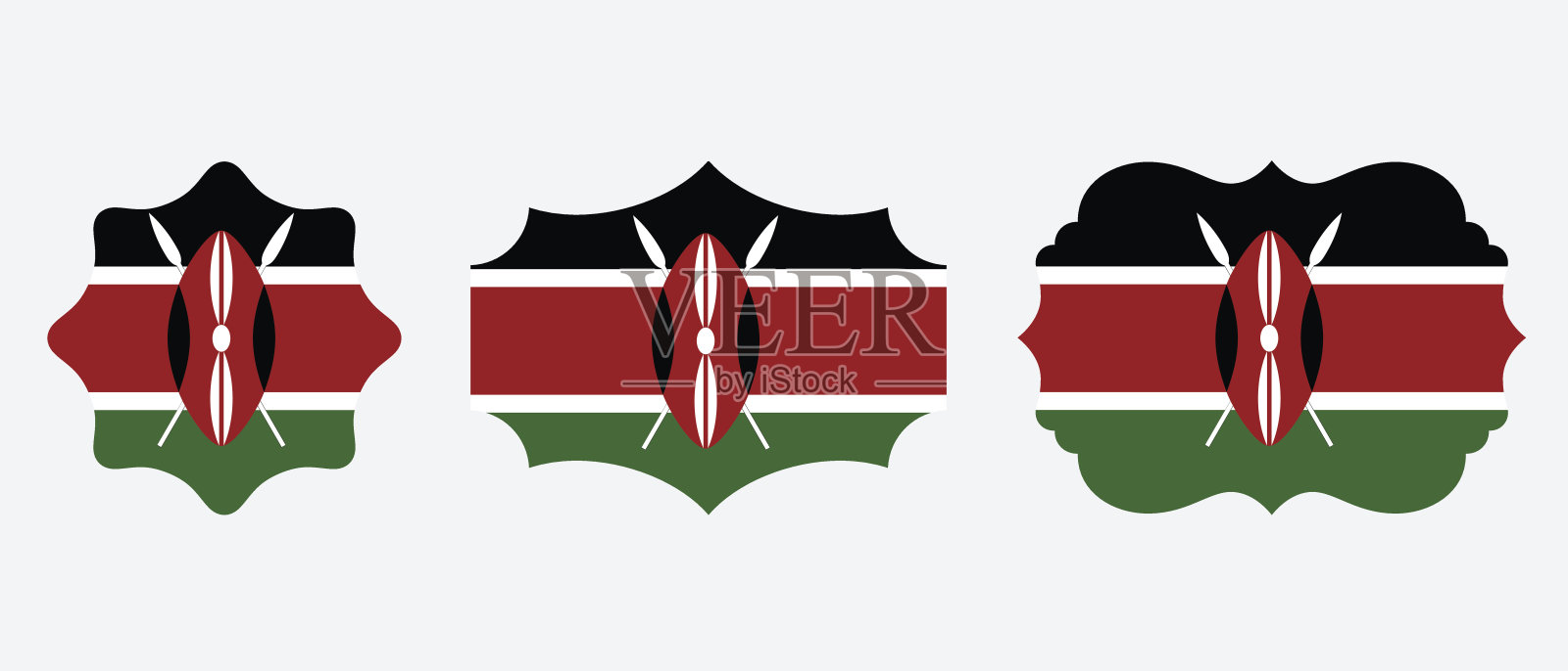 肯尼亚国旗图标。Web图标设置。图标集合平面。简单的插画图片素材