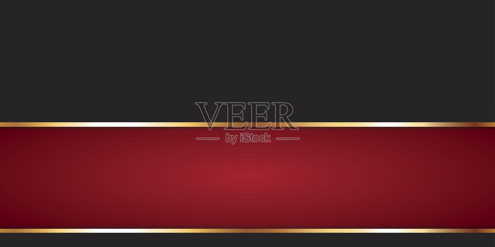 红色彩带旗帜与金色框架上的黑色背景插画图片素材