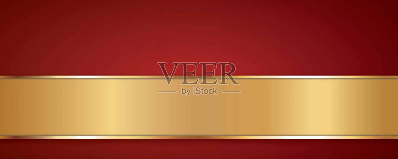 金色丝带旗帜与金色框架上的红色背景设计元素图片
