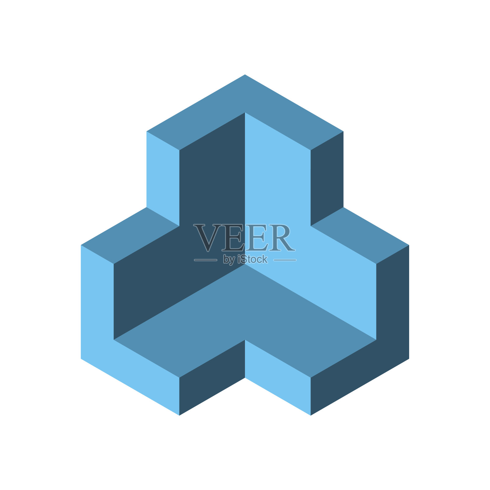 蓝色房间的角落概念。建筑、建筑、建筑结构元素。插画图片素材