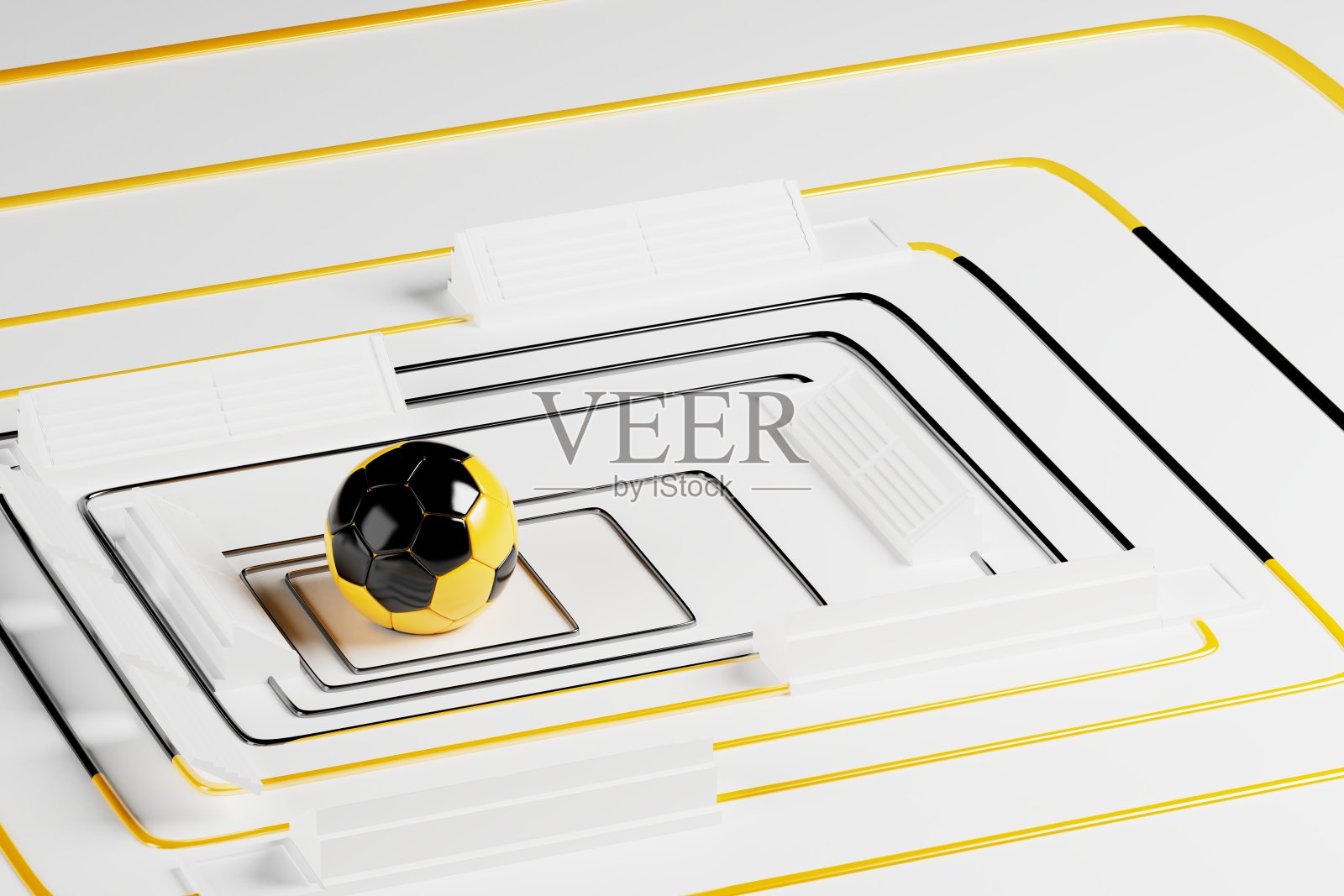 足球球对象、运动球设计、足球元素概念、3d插画、抽象足球技术、智能手机移动屏幕、绿色草地、在线体育直播、赌场体育业务插画图片素材