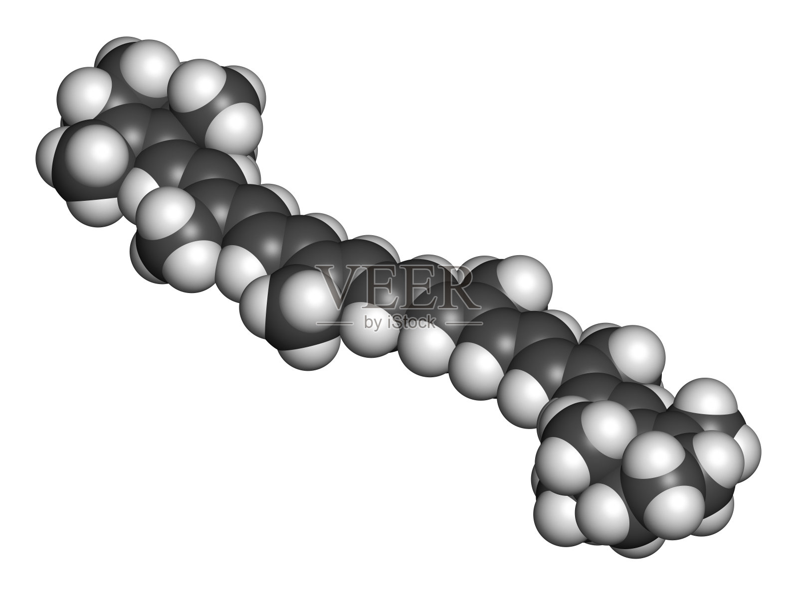 β-胡萝卜素分子3D渲染照片摄影图片