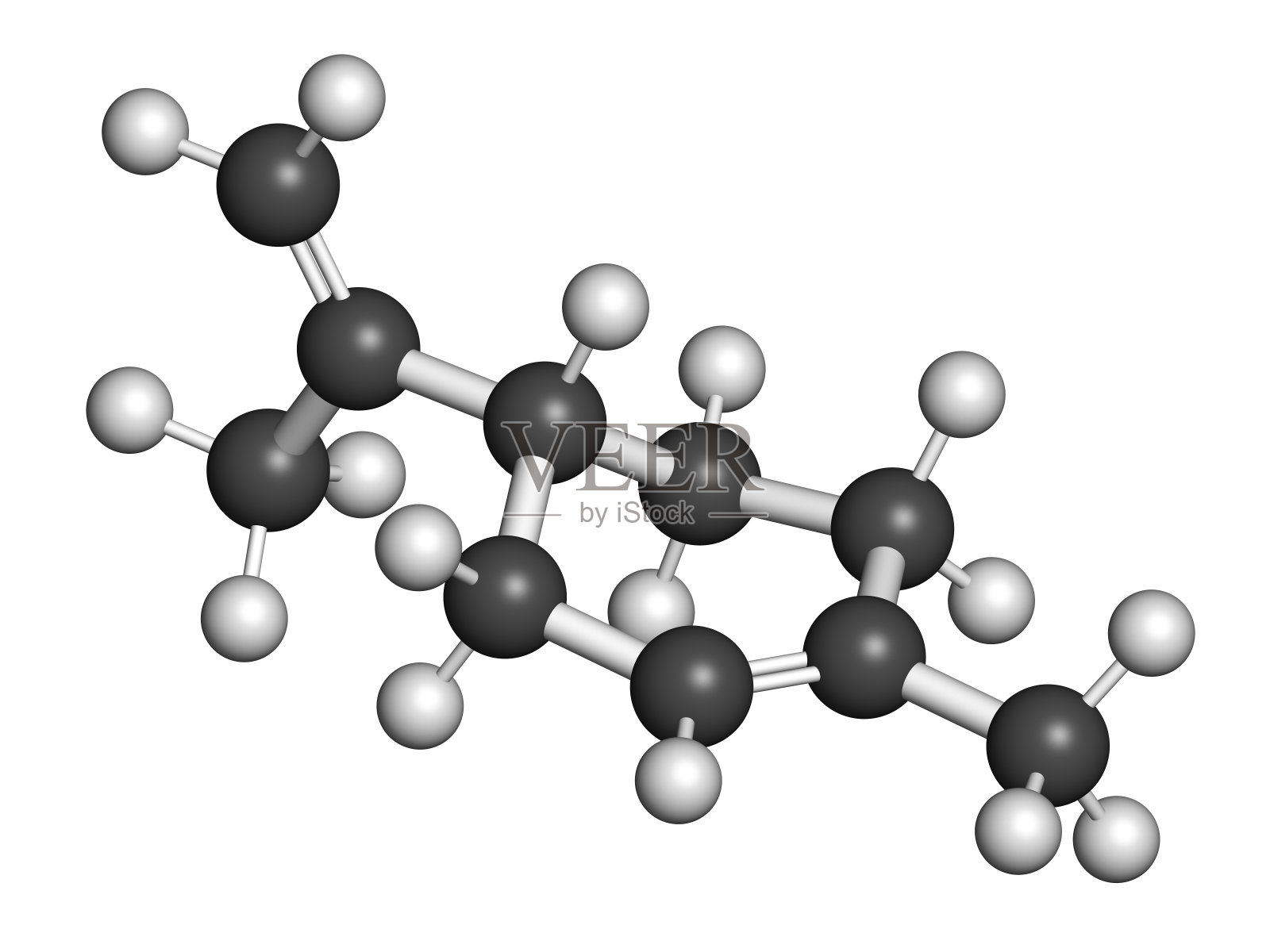 柠檬烯（D-柠檬烯）柑橘香味分子3D渲染照片摄影图片