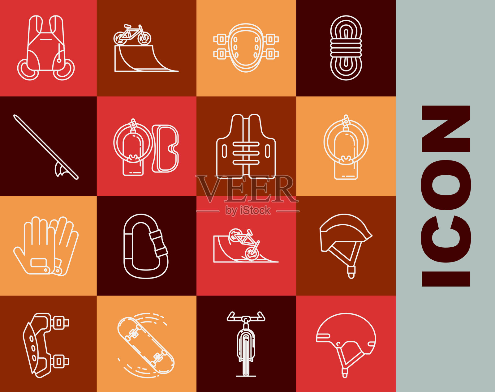 套线头盔自行车头盔水膝图标素材