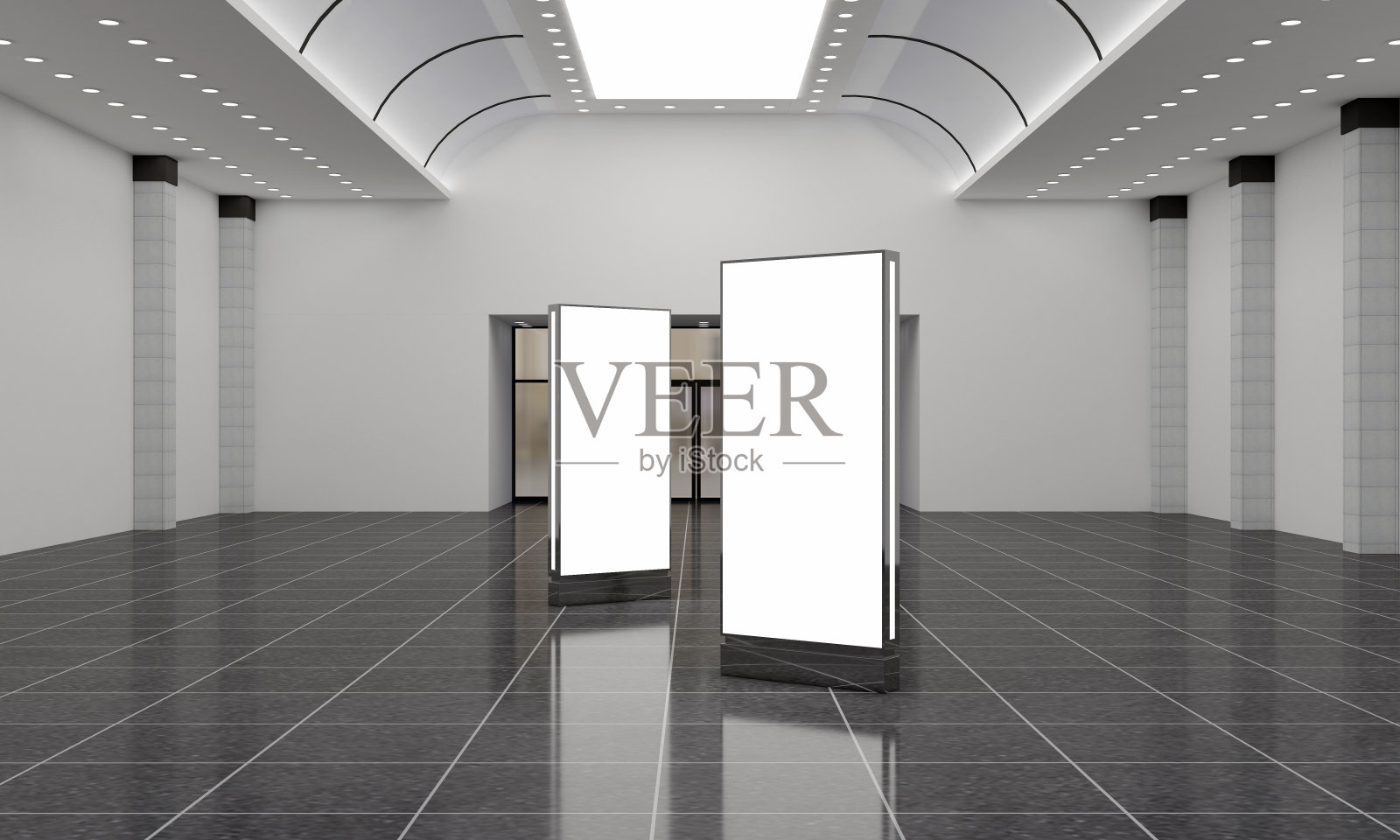 现代空图腾，亭，数字标牌，3d渲染照片摄影图片