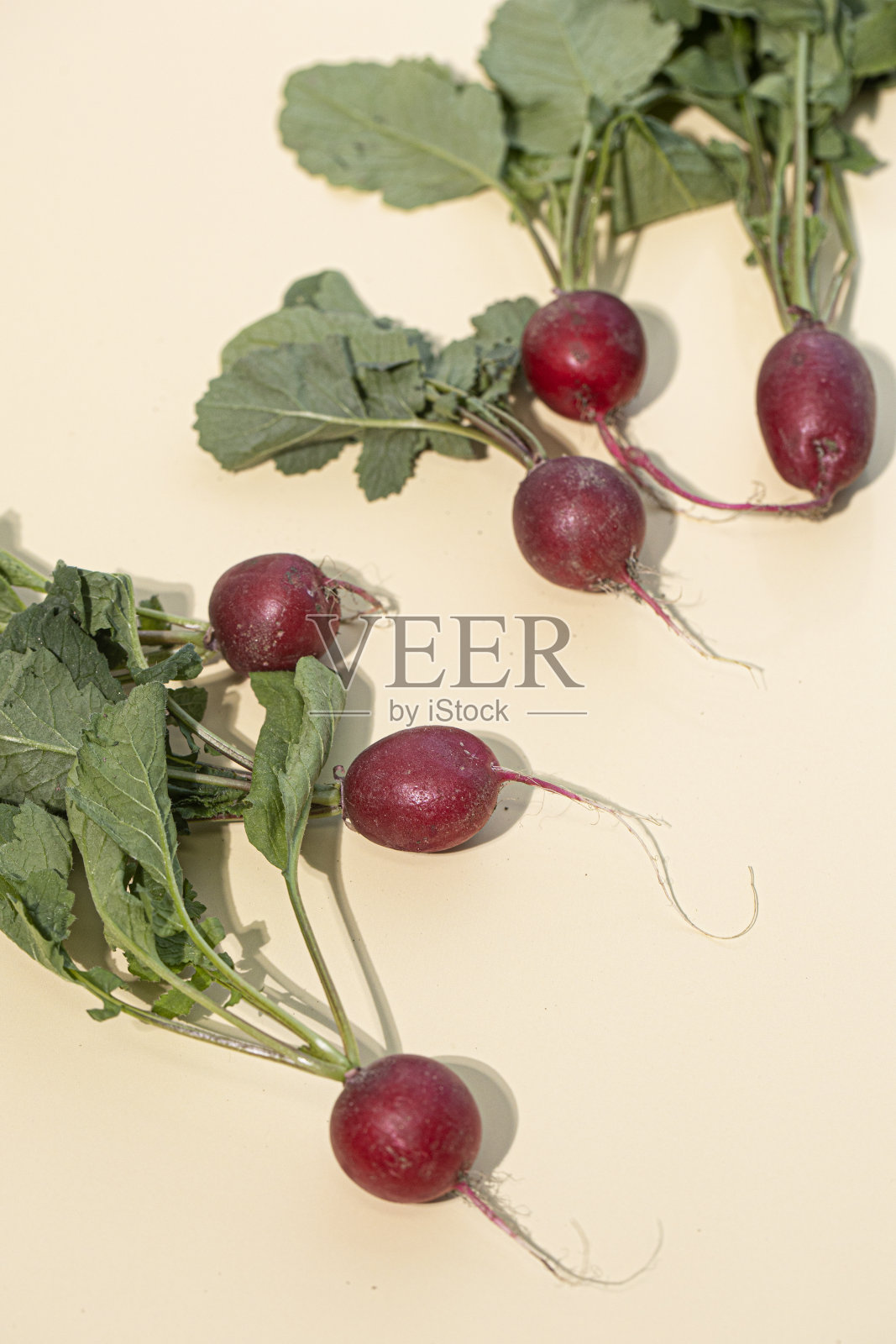 新鲜的红色萝卜孤立在米色背景照片摄影图片