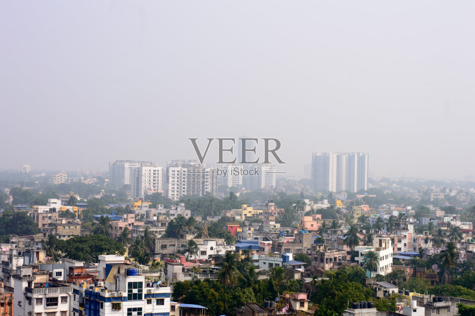 加尔各答的欢乐城市天际线。印度城市景观。建筑商务旅游旅游中心城市。加尔各答，西孟加拉邦，印度，南亚太平洋照片摄影图片