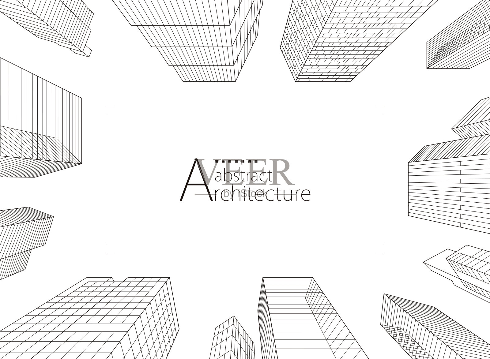 摘要建筑现代城市线条图。插画图片素材