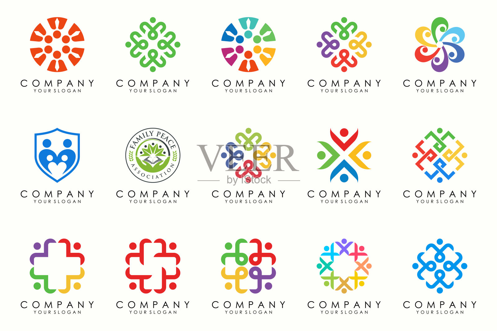 人，社区，团队，创意中心，社会连接标志图标集合。设计元素图片