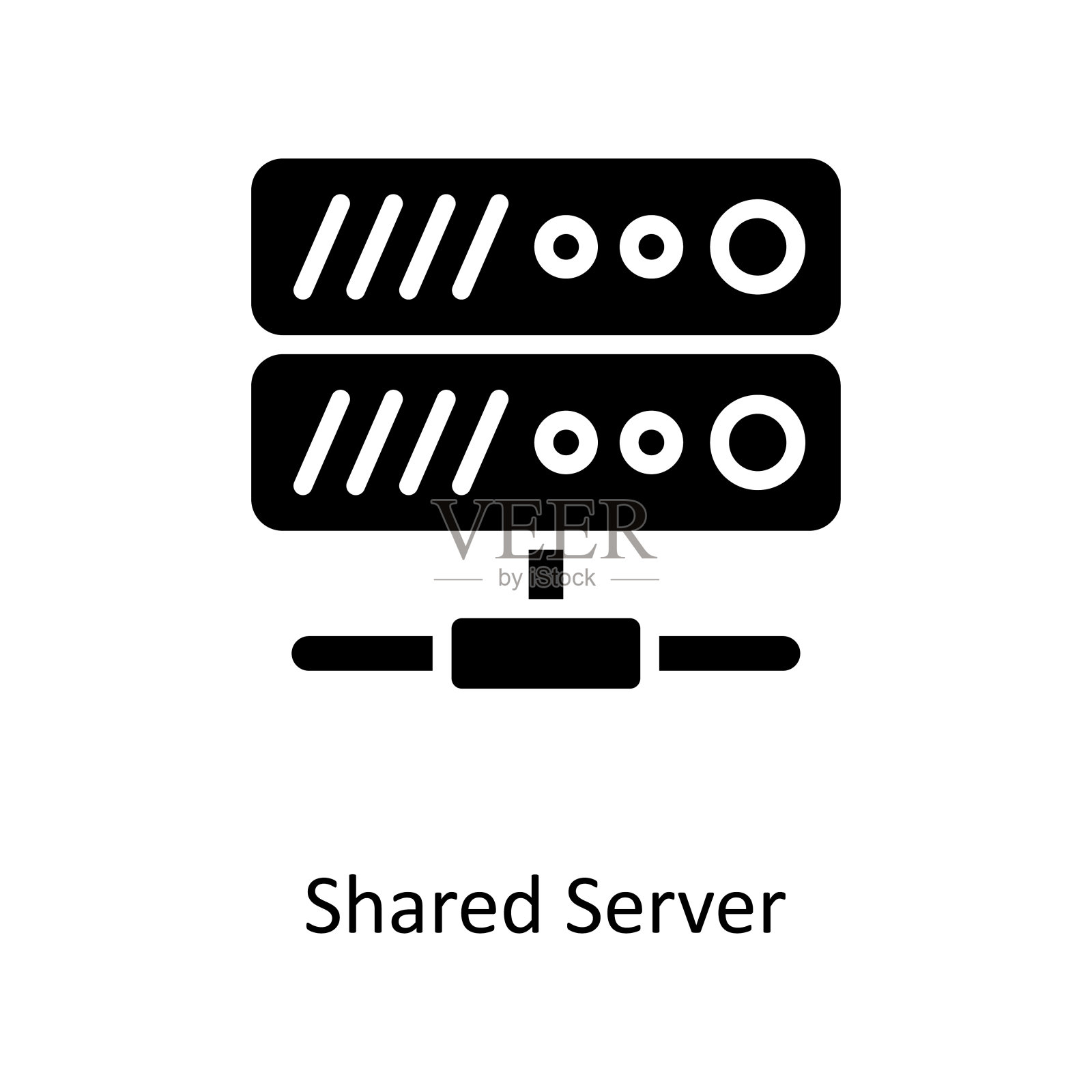 共享服务器矢量固体图标设计插图。云计算符号白底EPS 10文件插画图片素材