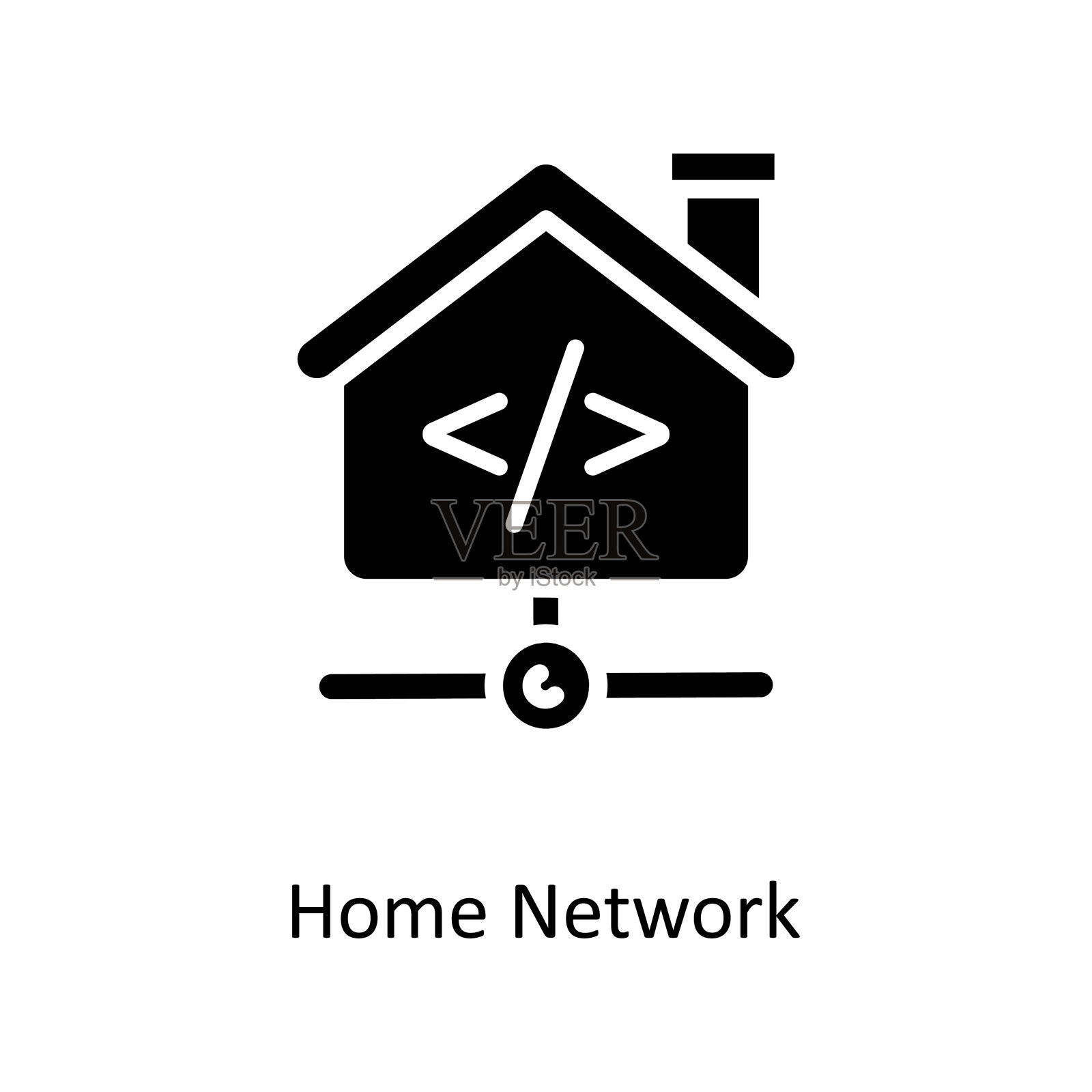 家庭网络矢量固体图标设计插图。云计算符号白底EPS 10文件插画图片素材