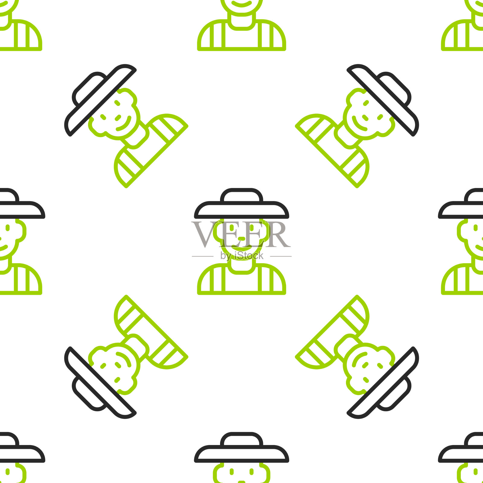 线农民在帽子图标隔离无缝插画图片素材