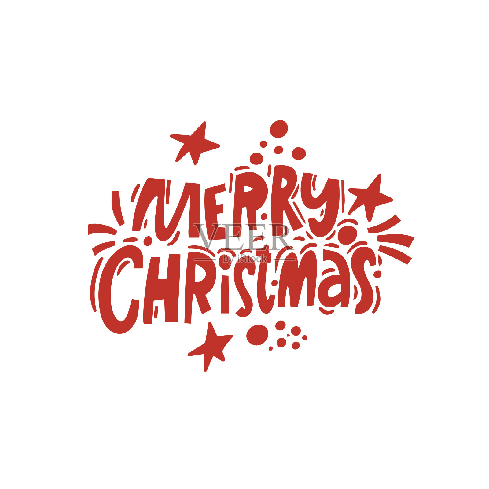 圣诞快乐手绘红彩刻字短语。节日贺卡。插画图片素材