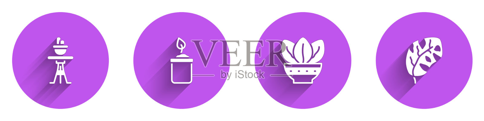 把植物放在花盆里的桌子上的芽瓶和图标素材