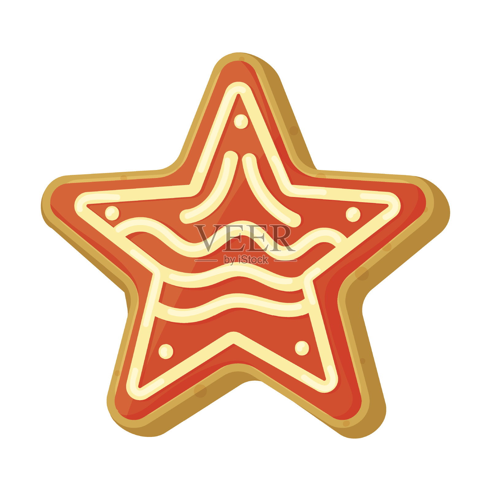 自制姜饼星饼干矢量插图。不同形状的饼干孤立在白色背景上设计元素图片