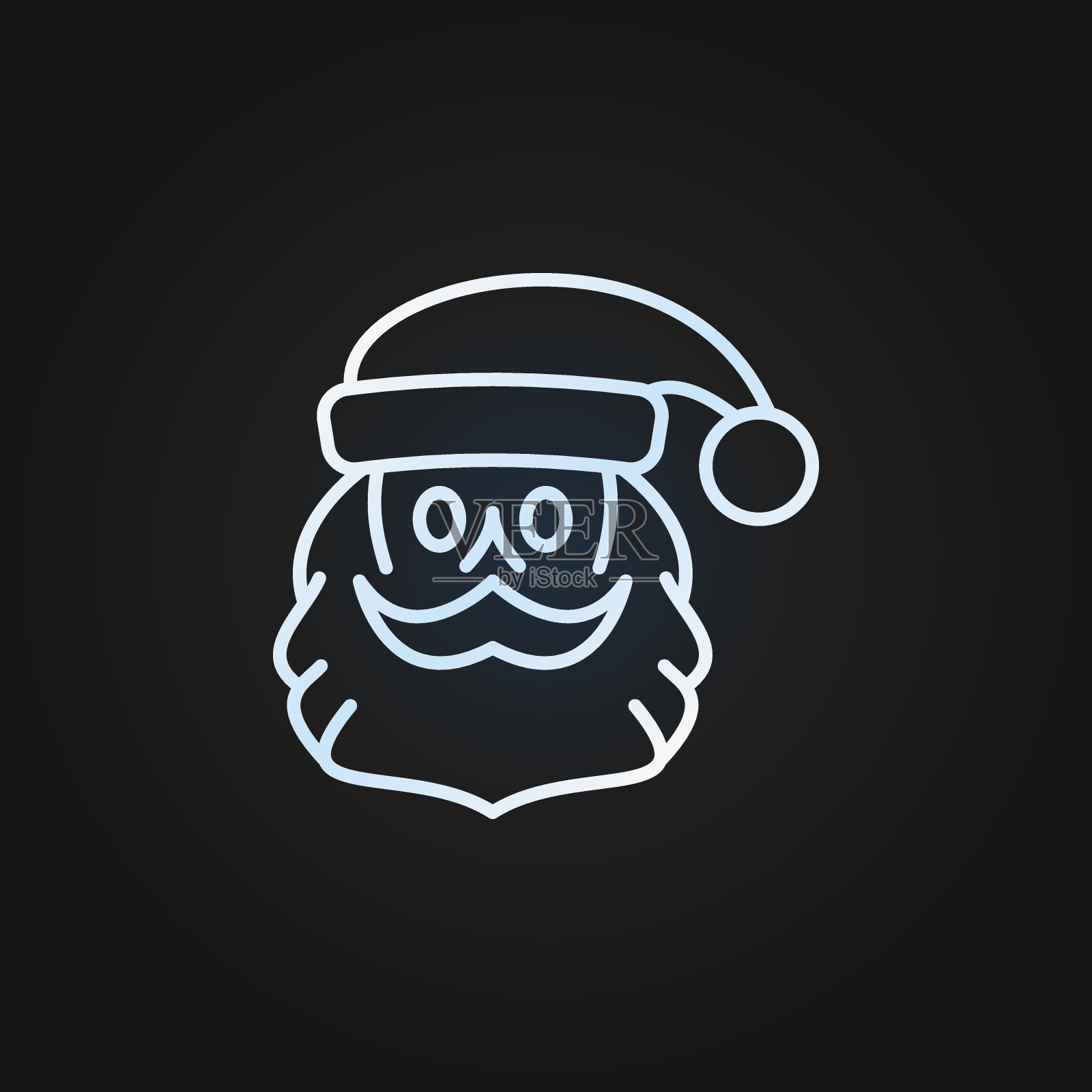 圣诞老人脸上有络腮胡和八字胡线性图标插画图片素材