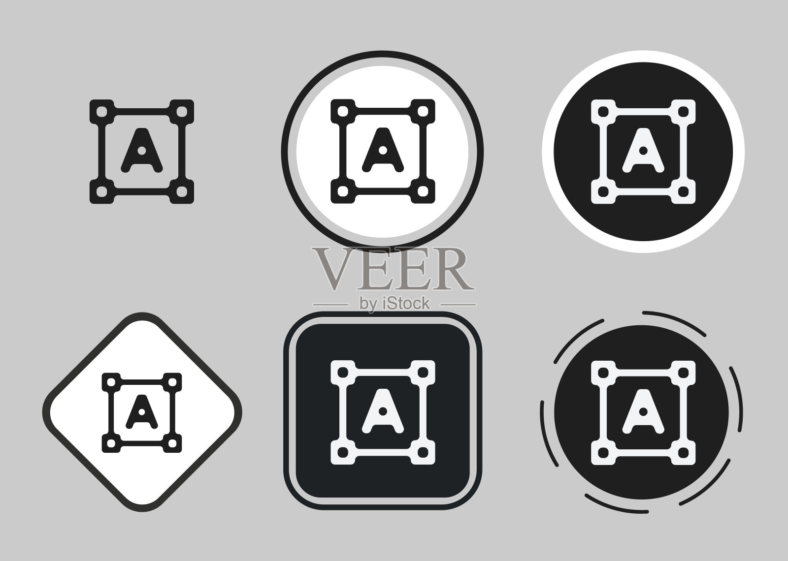 文本形状图标集。为网站设计和移动暗模式应用程序收集高质量的黑色轮廓标志。白色背景上的矢量插图图标素材