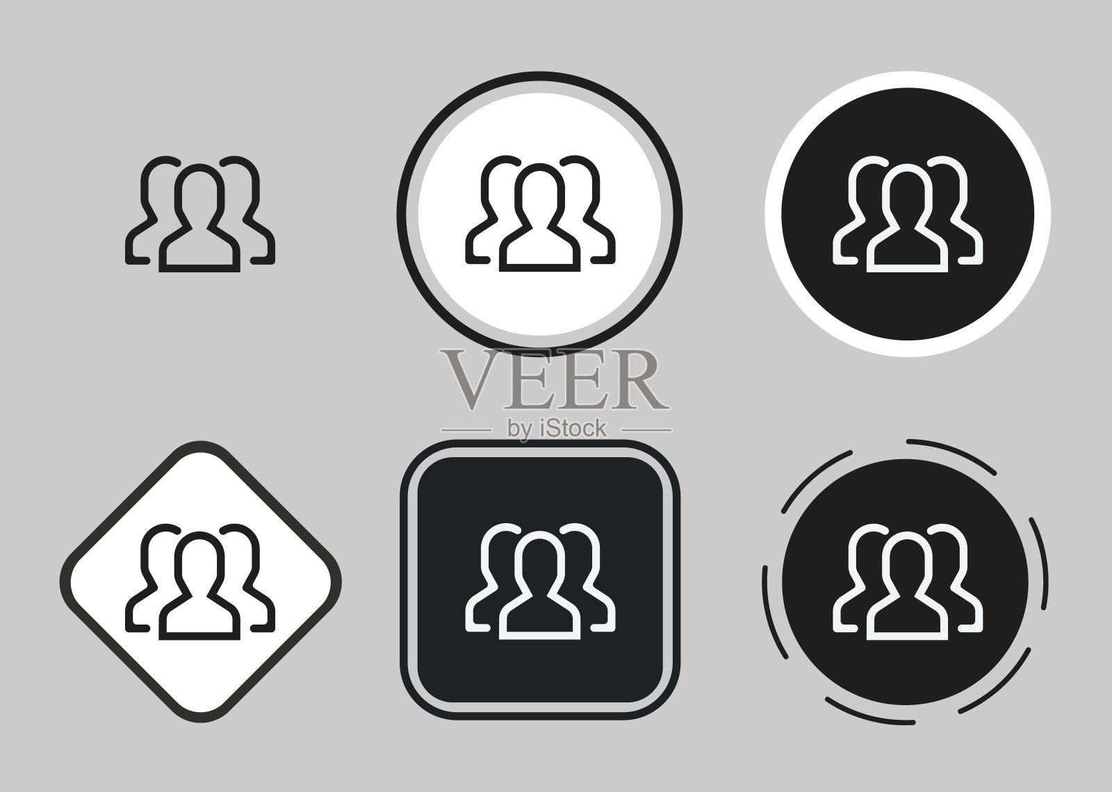 人的图标设置。为网站设计和移动暗模式应用程序收集高质量的黑色轮廓标志。白色背景上的矢量插图图标素材