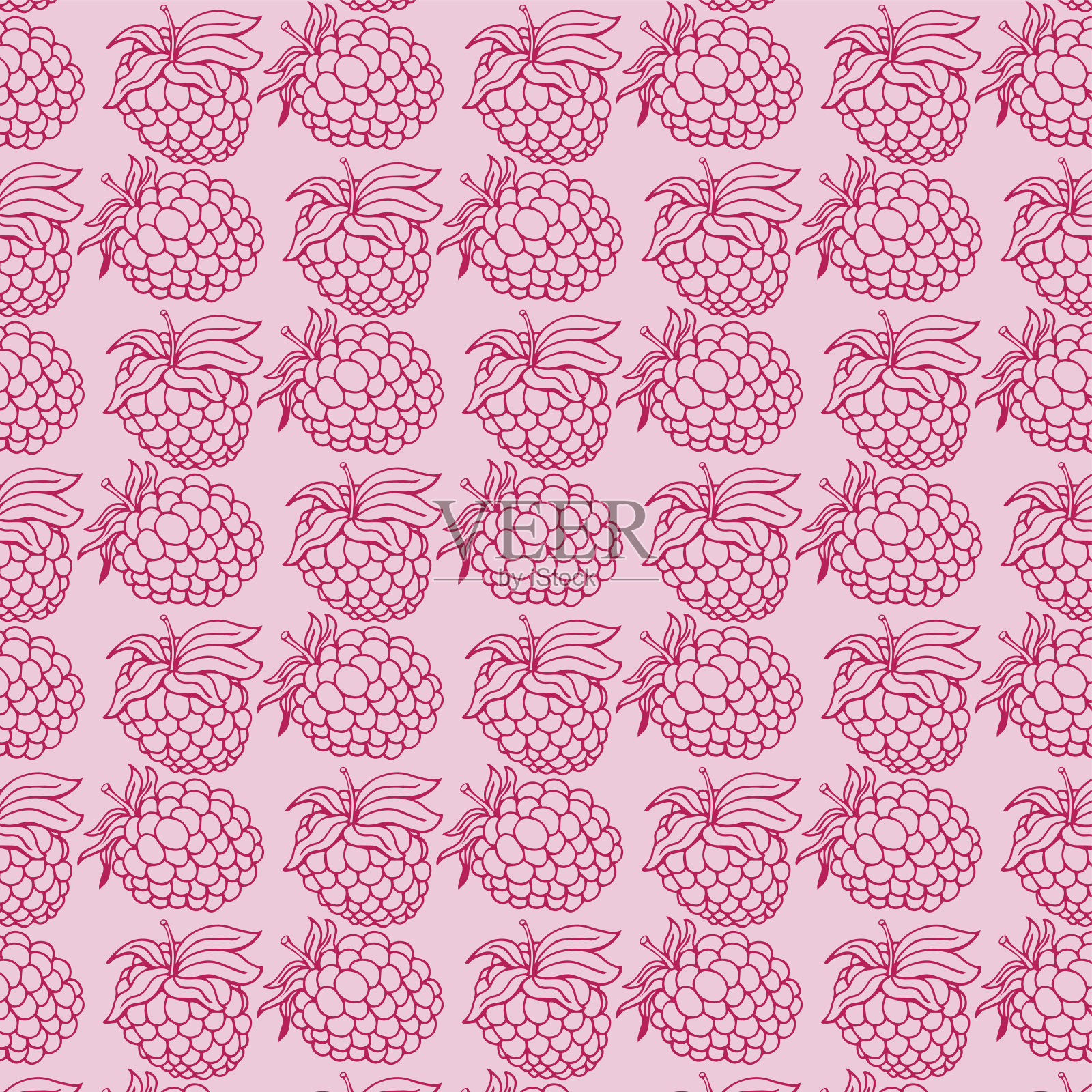 无缝的图案和背景与新鲜的覆盆子粉红色的背景。用于包装，织物，墙纸。插画图片素材