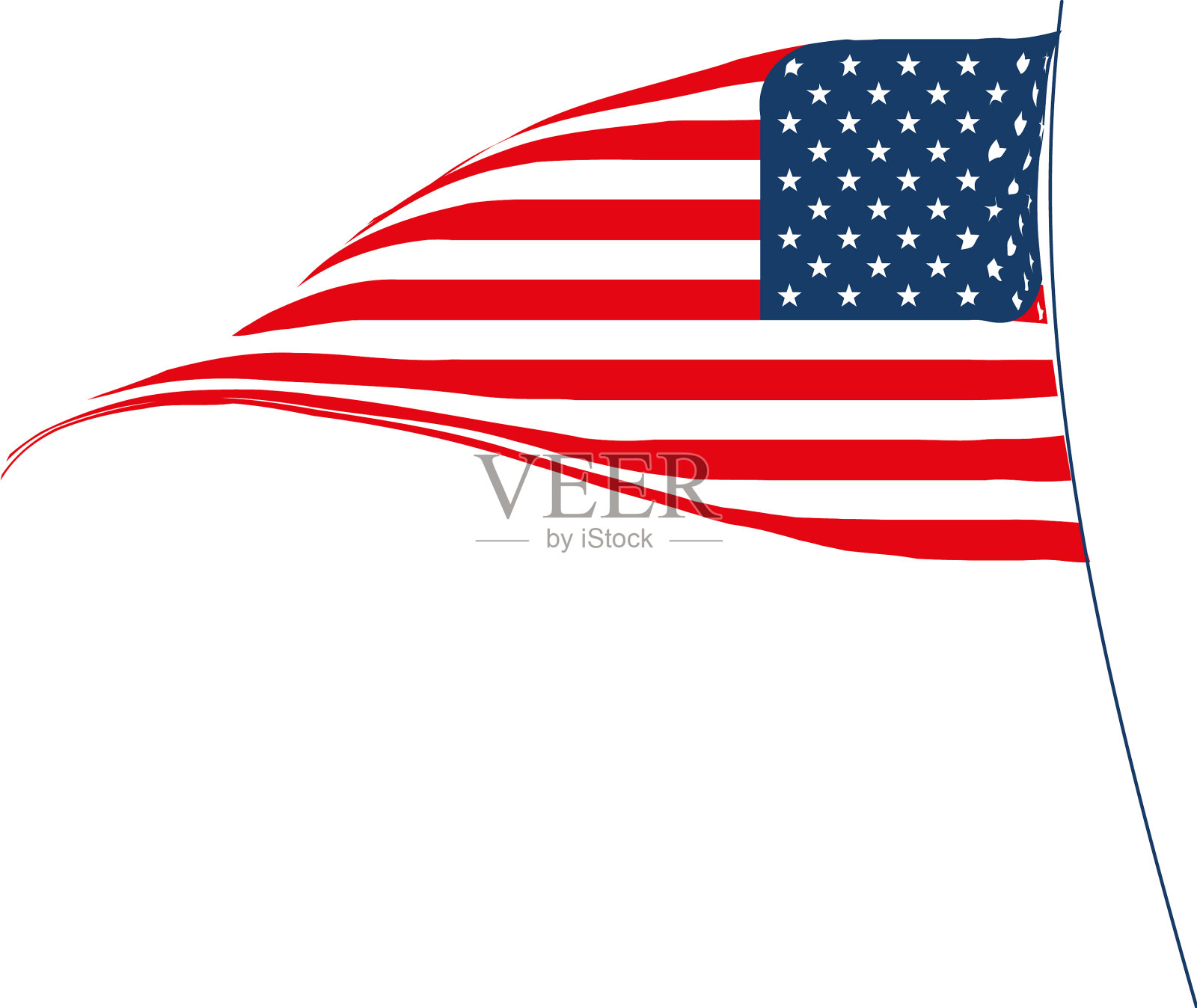 旗杆上的美国国旗设计元素图片