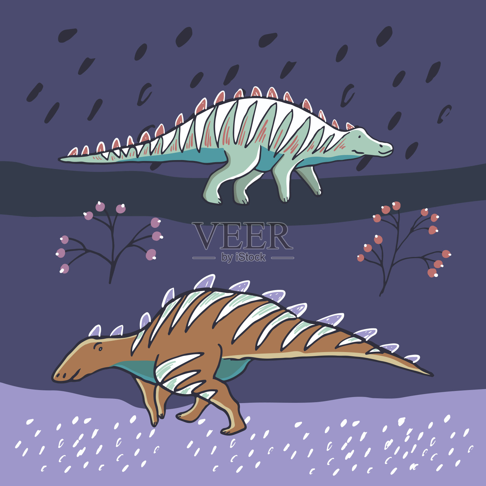 恐龙集合矢量插图集。插画图片素材