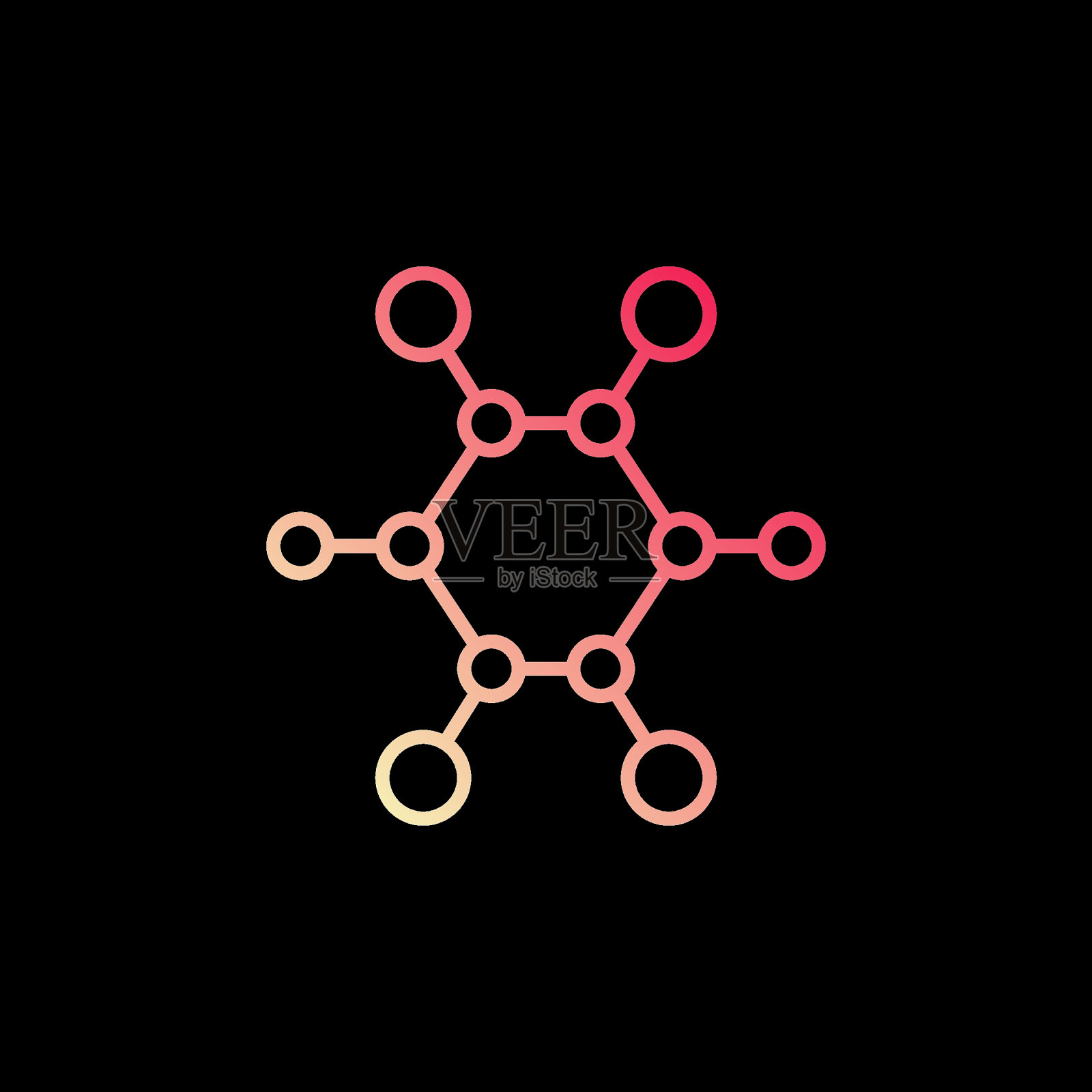 简单化学式矢量彩色线图标。化学符号图标素材