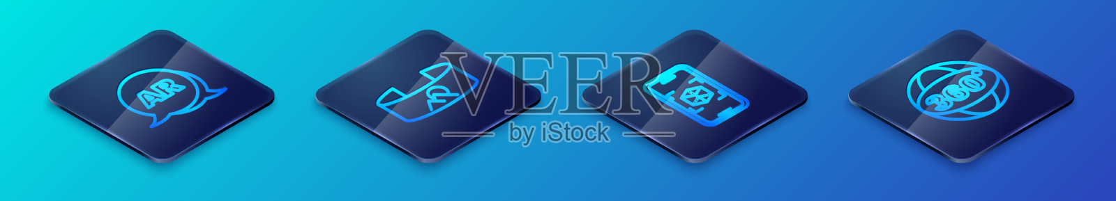 设置等距线三维建模增强现实图标素材