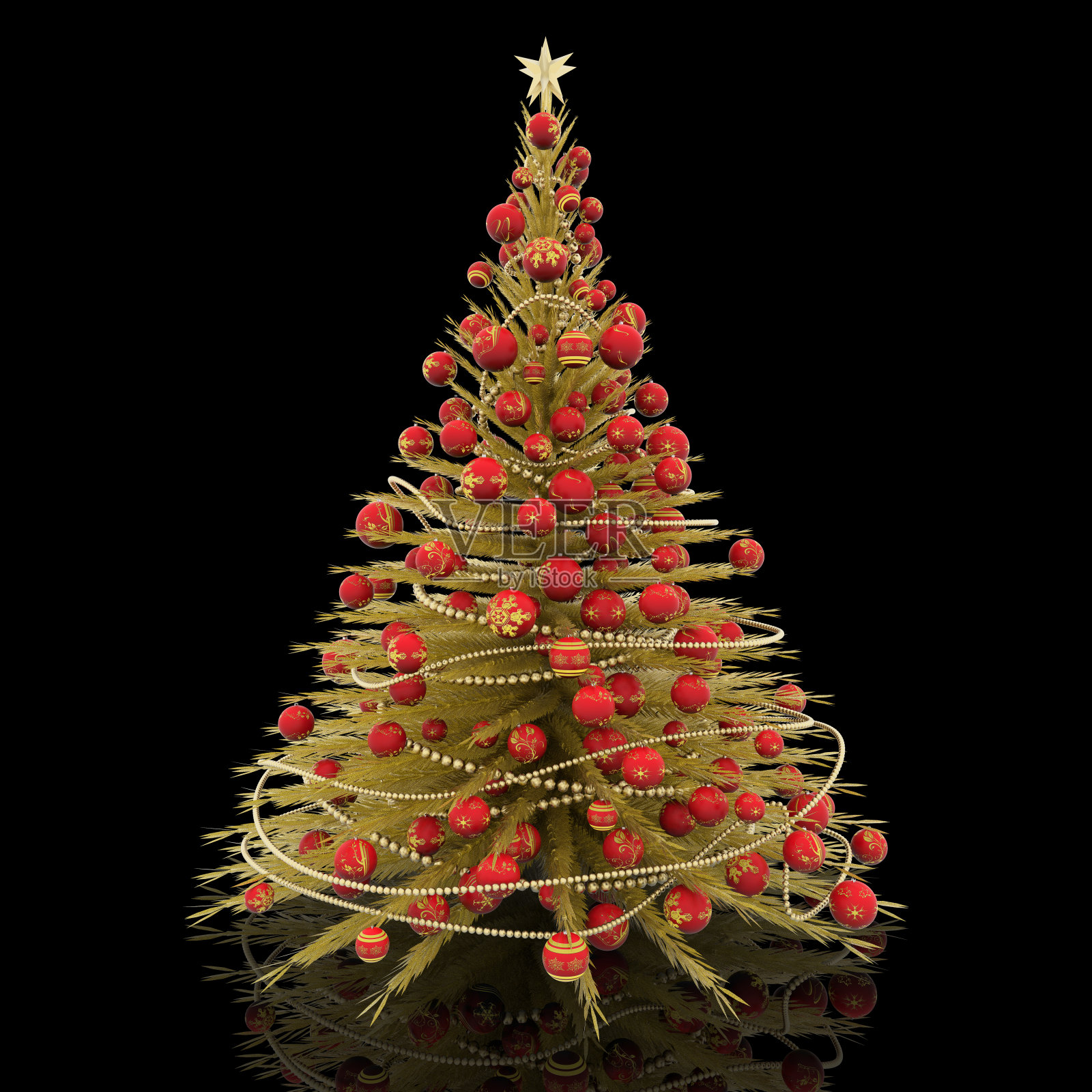 圣诞装饰。圣诞树- 3D插图照片摄影图片