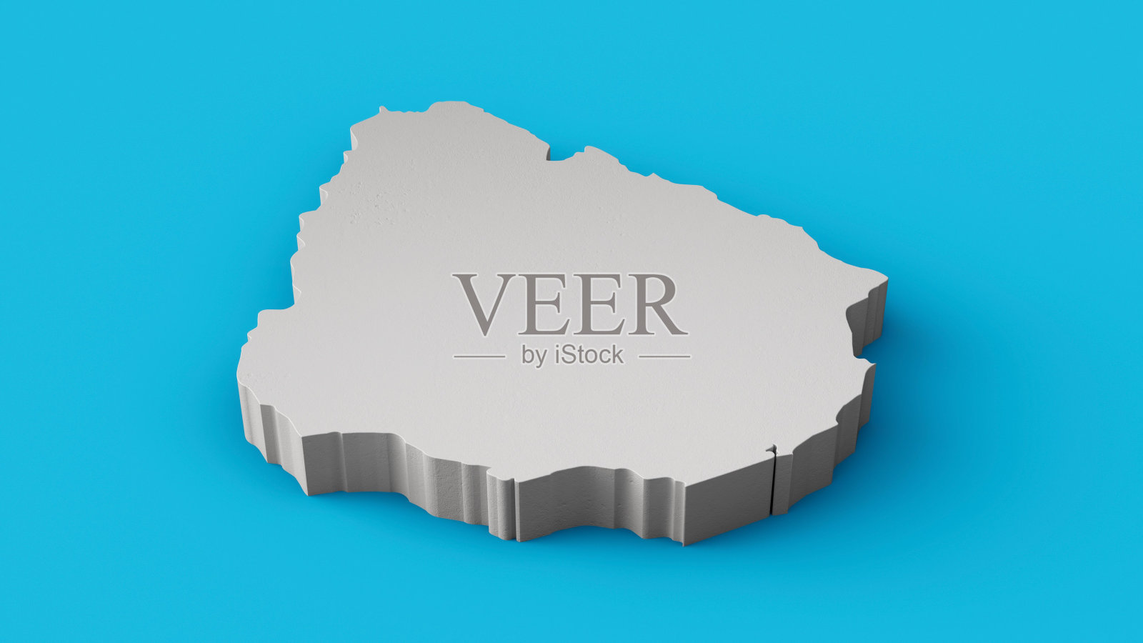 乌拉圭三维地图地理制图与拓扑学海蓝表面三维插图照片摄影图片