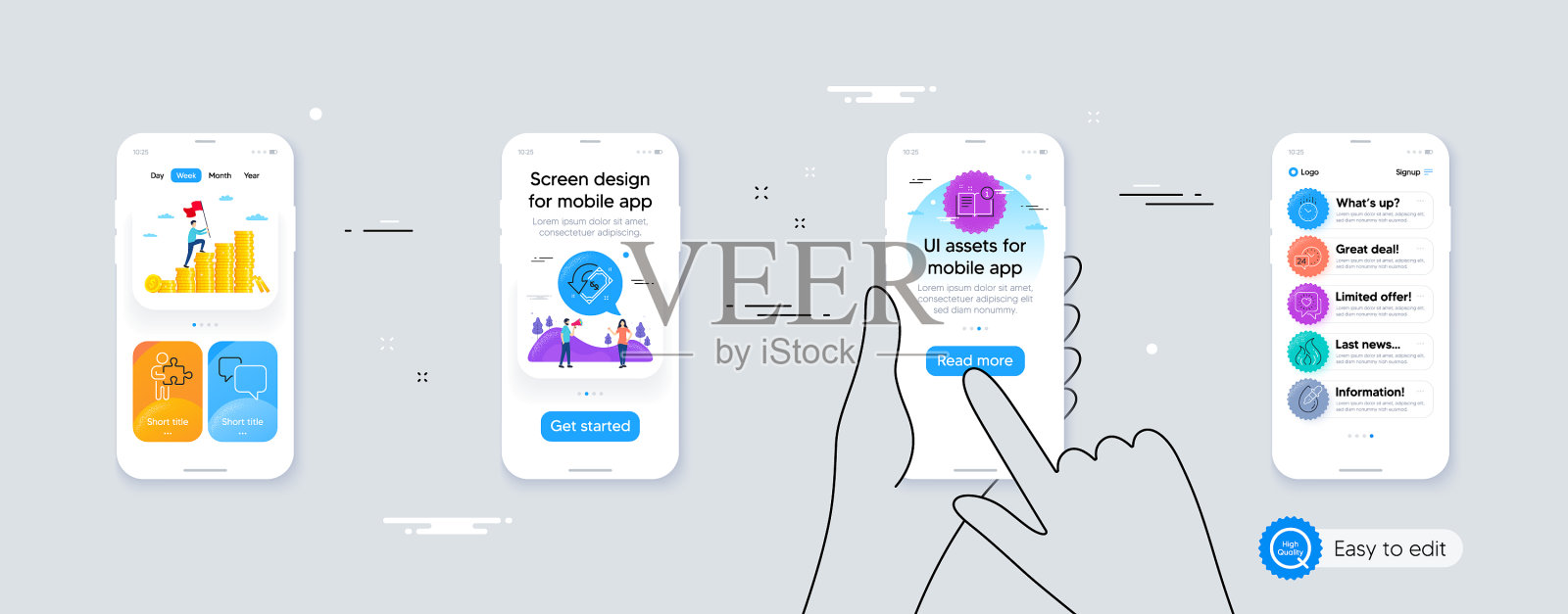 一套返现眼药水和言语泡泡线插画图片素材