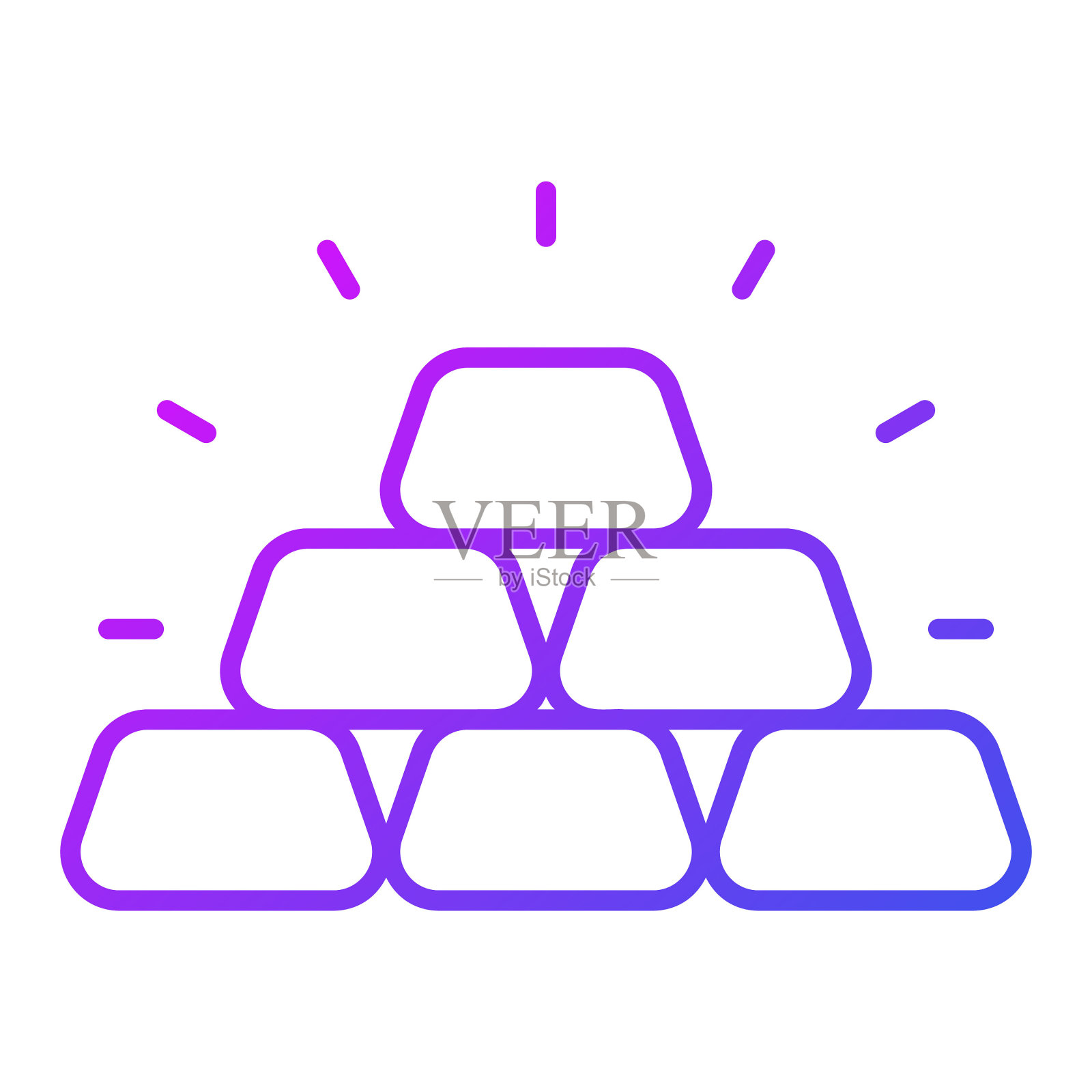 金锭金融相关矢量线图标。可编辑笔画像素完美。插画图片素材