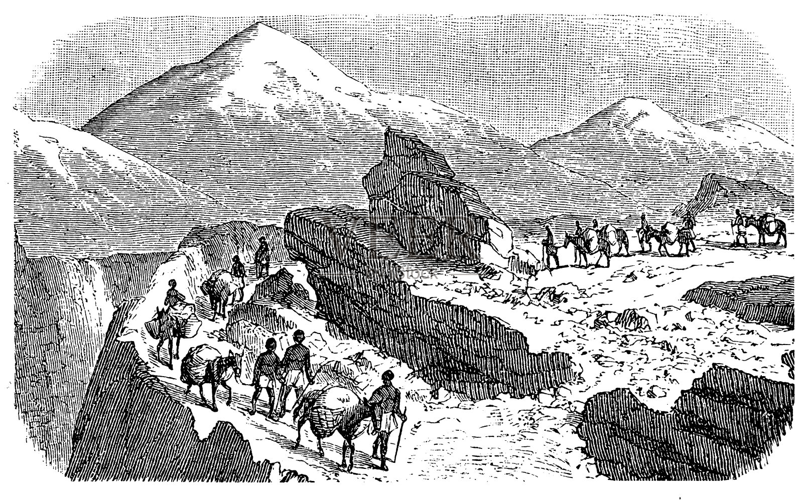 印加路上的商队，交通系统广泛而先进插画图片素材