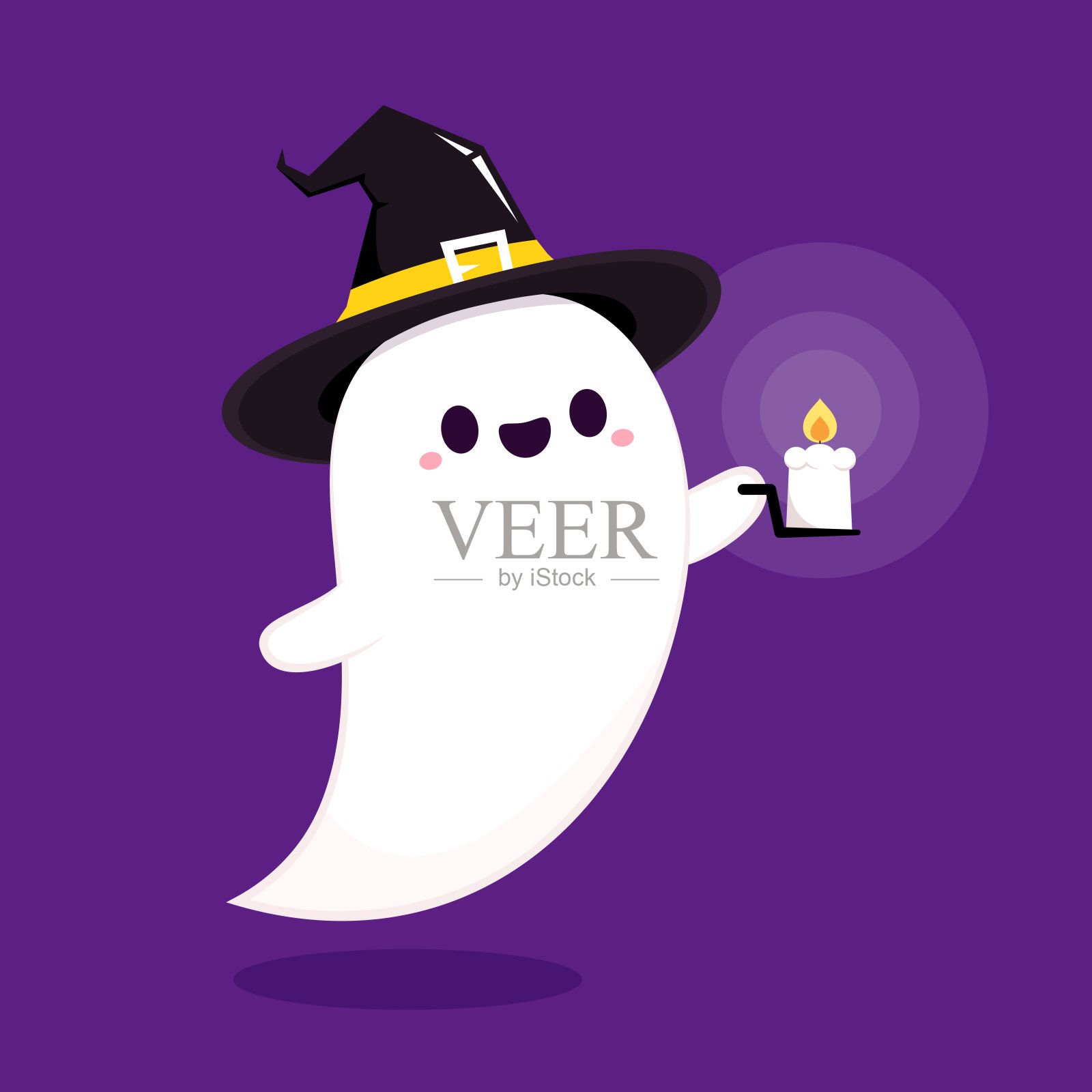 有可爱鬼的万圣节派对快乐贺卡。节日卡通人物。不给糖就捣蛋。万圣节有趣的卡通。插画图片素材