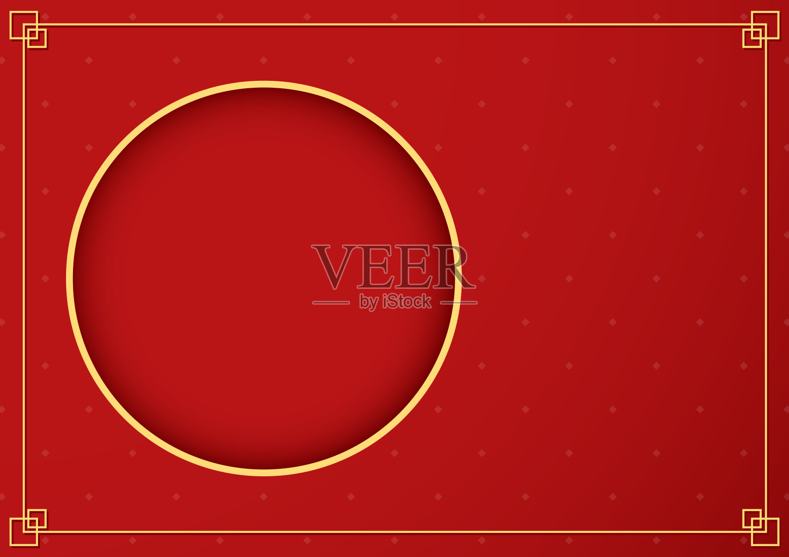 2023年春节快乐。中国新年旗帜与圈显示产品。贺卡。中国框架，红色背景灯笼。插画图片素材