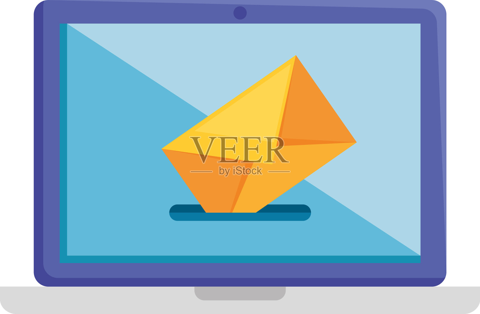 手提电脑连信封设计元素图片