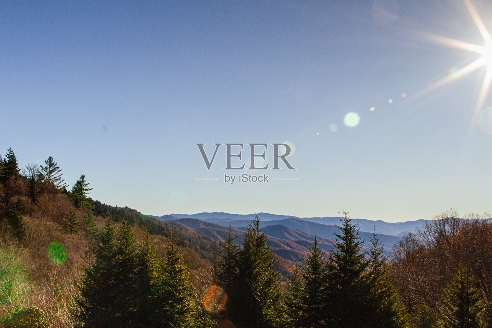 五颜六色的秋天树木和田纳西州的山景在2022年的秋天照片摄影图片