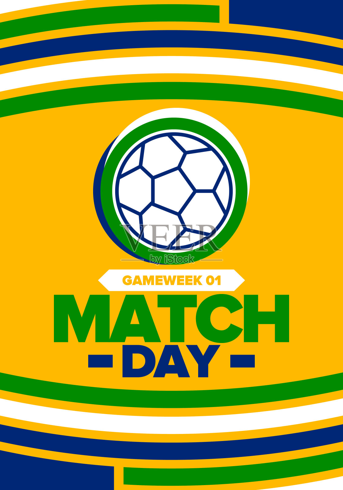 足球比赛日。游戏的一天。足球场和球。世界冠军和欧洲杯冠军。联赛季后赛，常规赛决赛。运动的海报。矢量图插画图片素材