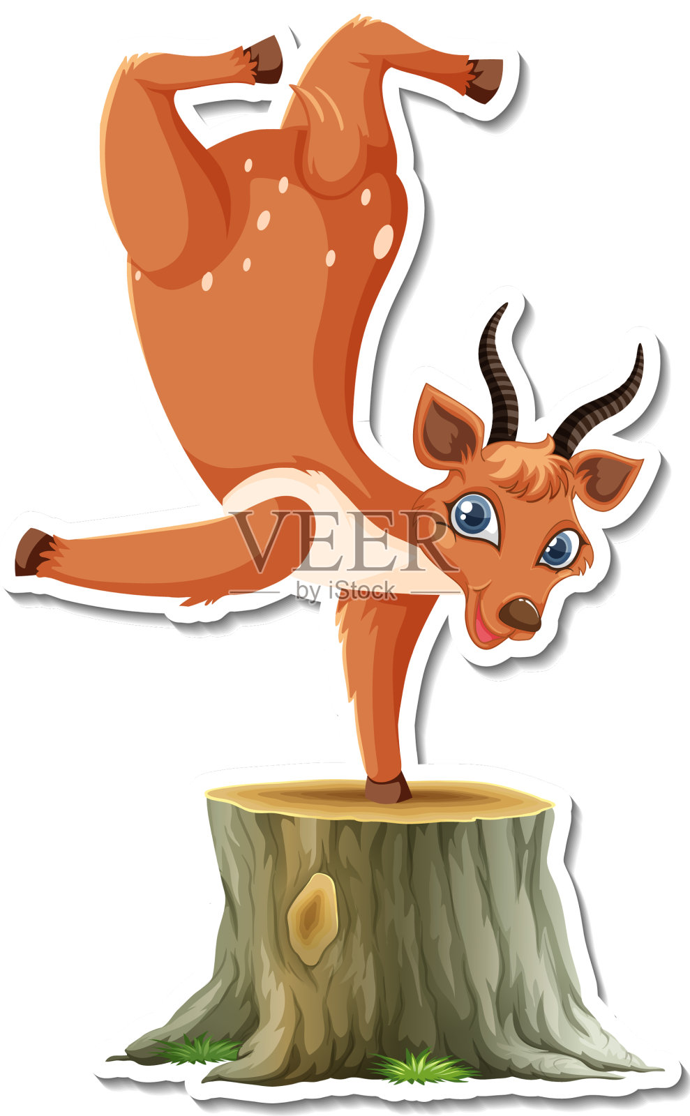 鹿跳舞卡通人物贴纸设计元素图片