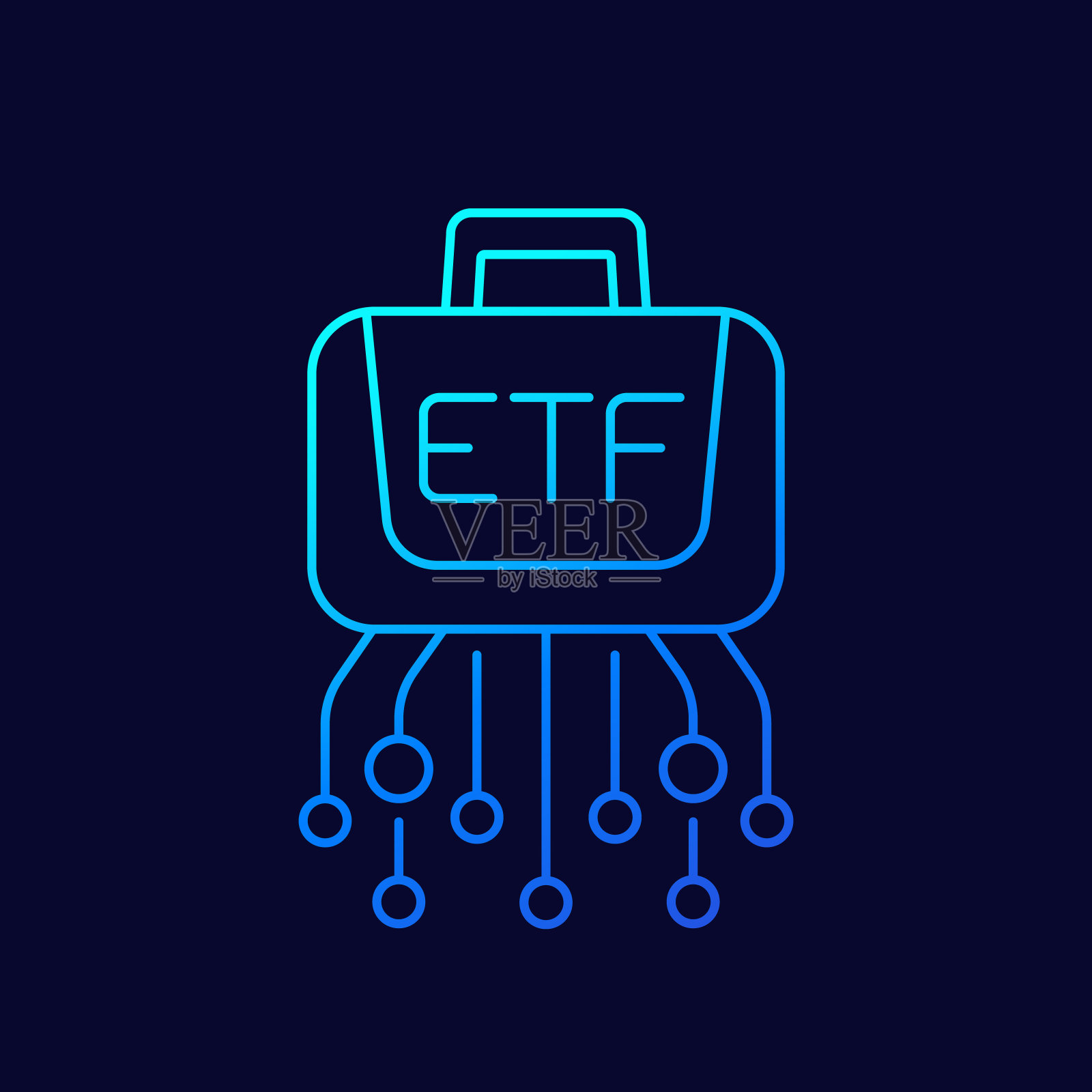 ETF组合线图标，交易所交易基金向量插画图片素材