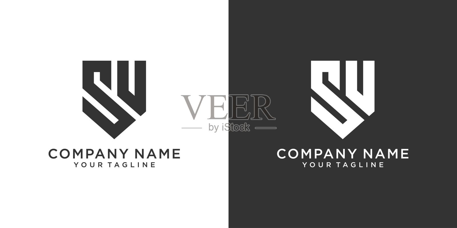 SV或VS初始字母徽标设计矢量。设计元素图片