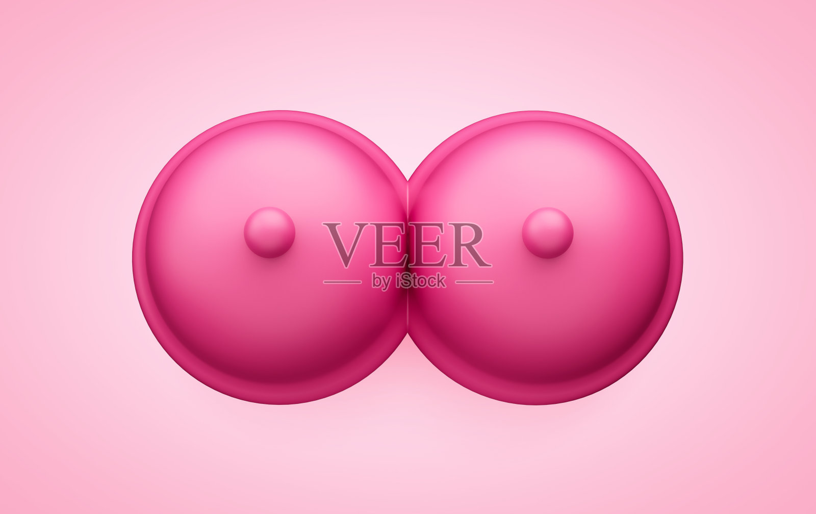 粉色乳腺癌意识与警铃隐喻孤立的背景三维插图。照片摄影图片