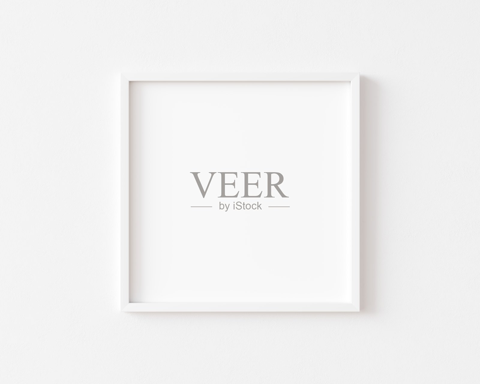 白色的方形相框在白色的墙上。3 d演示。照片摄影图片