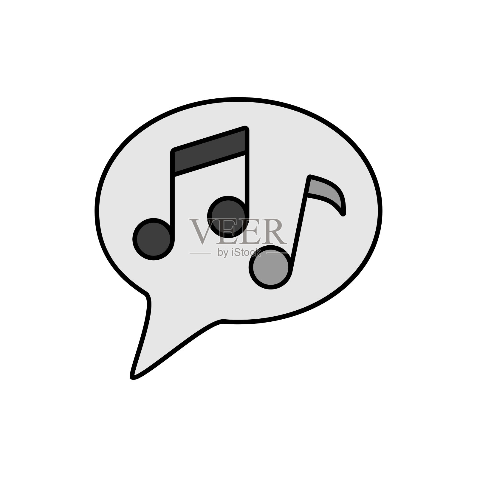 音符语音气泡矢量灰度图标图标素材